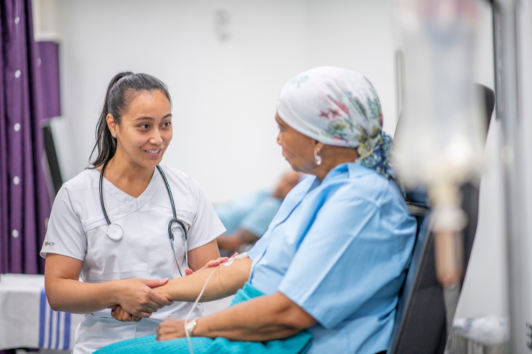 Nurse caring for cancer patient